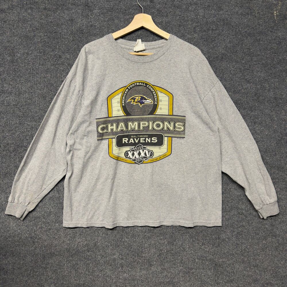 Vintage Baltimore Ravens Super Bowl XXXV Champions 2001 Lee Sport Mens L T Shirt
